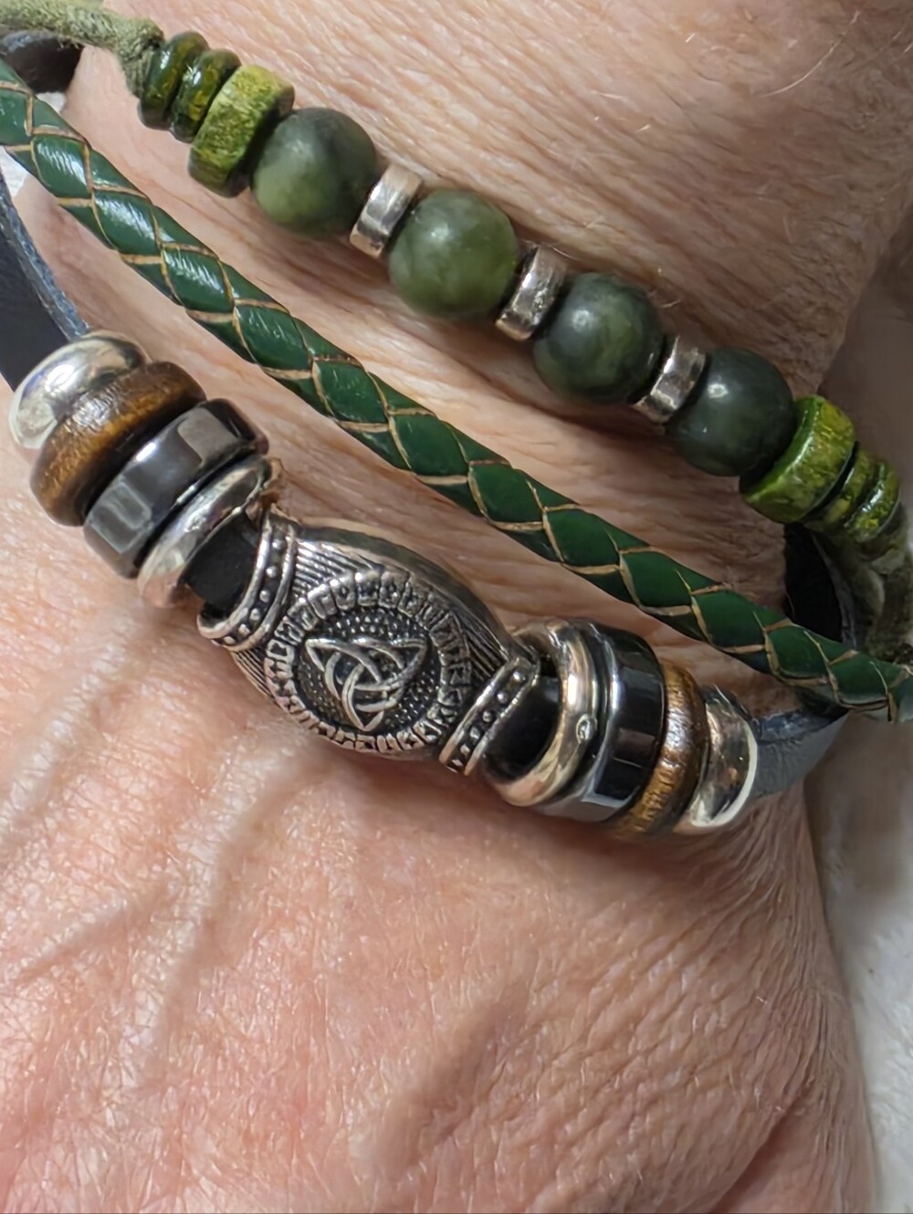 Connemara Marble Handcrafted Leather Bracelet
